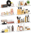 Qukaka Floating Shelves for Wall Decor, 15" Extra Clear Wall Shelves for Bedroom, Living Room, Kitchen, Bathroom Decor, Nail Polish/Book/Decoration/Makeup/Perfume Organizer Floating Shelf-8Pack