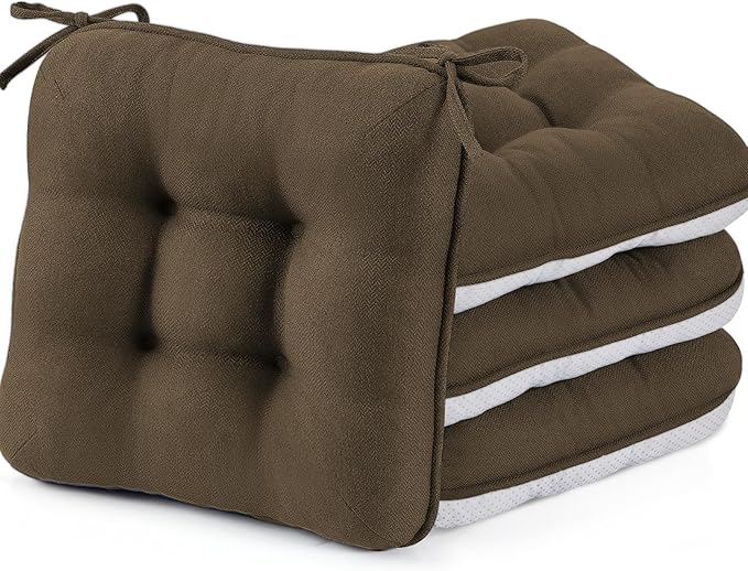 BETU Chair Cushions for Dining Chairs,3.5" Thick Kitchen Table Chair Pads with Ties,Non Slip Backing and Covers,Seat Cushion for Dining Room,Bar,Patio Chairs,18"X18"X3.5"