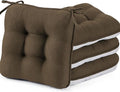BETU Chair Cushions for Dining Chairs Set of 4,3.5" Thick Kitchen Table Chair Pads with Ties,Non Slip Backing and Covers, Seat Cushion for Dining Room,Bar,Patio Chairs,15.5"X15.5"X3.5",Brown