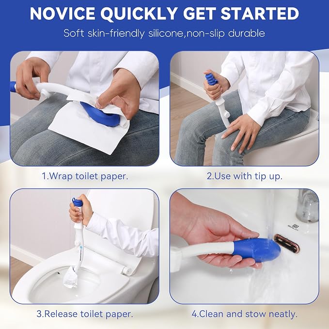 Foldable Toilet Aid（2Pack）, Long Comfort Wipe Wand Bottom Buddy Toilet Self Tissue Aids for Toileting, Self Help Wipe Butt for Overweight People Limited Mobility,Elderly, Pregnancy