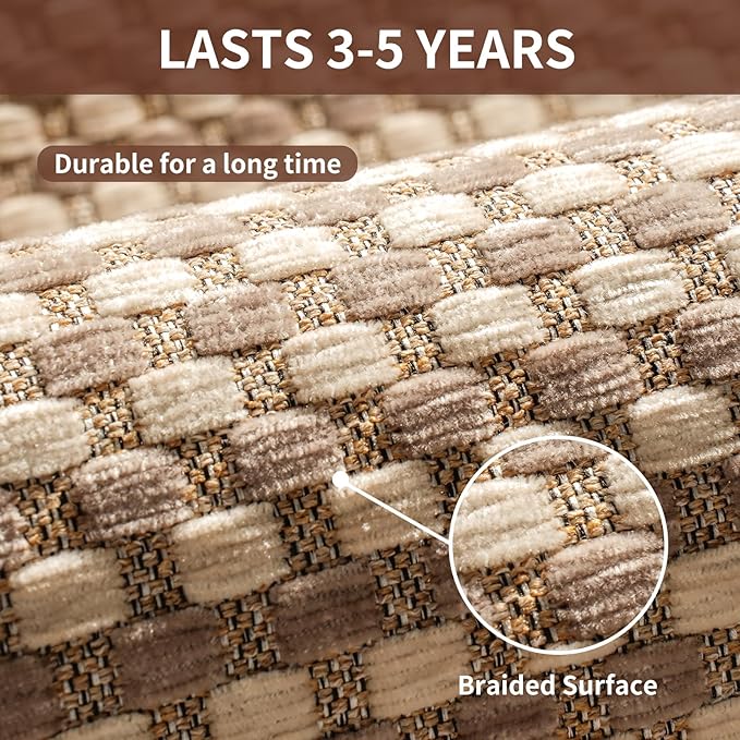 YDKGL Kitchen Mat Kitchen Rugs Sets of 2 PCS Non Slip Washable, Super Absorbent Soft Braided Kitchen Mats for Floor, Rubber Backing Comfort Standing Kitchen Sink Mat Runner Rug, Brown 17"x30"+17"x47"