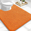 OLANLY Toilet Rugs U-Shaped 24x20, Extra Soft Absorbent Chenille Contour Bathroom Rugs for Toilet, Dry Quickly, Machine Washable, Non-Slip Bath Mat, Orange