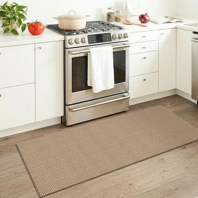 KOZYFLY Boho Runners for Hallways 2x5 ft Washable Kitchen Runner Non Slip Rubber Backed Hall Runners Cotton Entryway Runner Rugs for Indoor Backdoor Bedroom Kitchen, Orange Beige/Tan/Brown