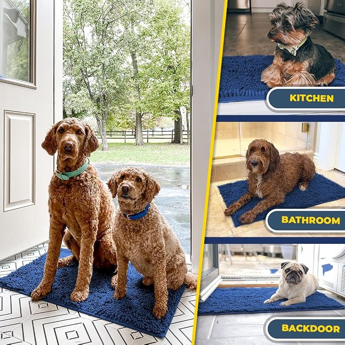 Muddy Mat® | Super Absorbent Door Mat Indoor, Microfiber Quick Dry Chenille Entryway Rug, Non-Slip Front Door Mat, Indoor Mats for Entryway, Machine Washable Pet Rug, Navy Blue Runner 24"X60"