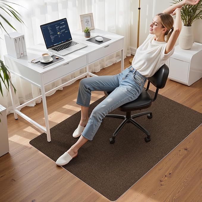 Sycoodeal Office Chair Mat for Hardwood Floor,Slip Resistant Floor Mat for Office Computer Gaming Chair,Heavy Duty Floor Protector for Rolling Chairs,Easy to Clean,Coffee(36"x48")