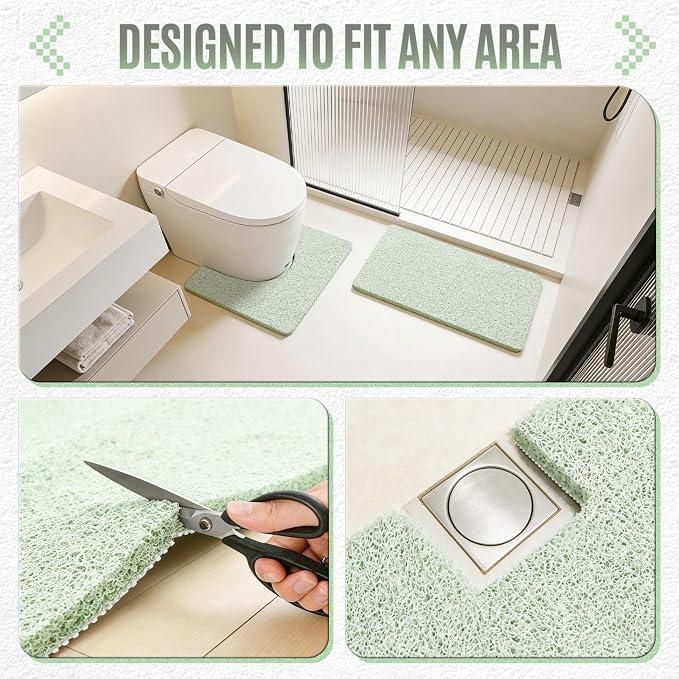 Joyhalo Shower Mat Bathtub Mat Non Slip, Bathmats Non Slip, Quick Drying Foot Scrubber Loofah Mats for Shower, Tub, Bathroom, Home,30x17inch, Mint Green