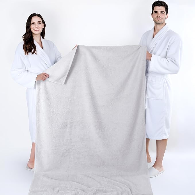 Cotton Paradise 100% Cotton Turkish Towel, Soft Absorbent Quick Dry, 40x80 Oversized Bath Sheet Towel, Silver Grey