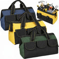 Sanwuta 3 Pack Tool Bag for Men with Waterproof Hard Bottom, Heavy Duty Tool Bag Wide Mouth Tote for Various Instrument, Electrician Carpenter Mechanic(Blue, Green, Yellow,16 Inch,Classic)