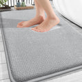 OLANLY Thick Memory Foam Bath Mat Rug 34x21, Extra Soft Absorbent Bathroom Rug, Quick Dry Bath Mats, Non-Slip, Machine Washable Carpet for Bathroom, Tub and Shower, Home Decor Accessories, Light Grey