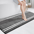 PURRUGS Bathroom Rug Non-Slip Machine Washable 24" x 60", Super Absorbent and Quick Dry Shaggy Microfiber Bath Mat, Extra Soft and Plush Bath Rug for Bathtub, Shower, and Sink, Charcoal