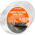 Carpet Tile Tape Double Sided 2in x 90ft (3 Pack) Heavy Duty Reinforced Web Mesh & Residue Free - Indoor Outdoor for Carpet Tiles, Hardwood, Vinyl, Rugs, Carpet, Rubber & Mat Gripper