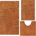 Bathroom Rugs Chenille 3-Piece Extra Soft and Absorbent Shag Bathroom Rugs, Machine Wash Mat, Strong PVC Non-Slip Underside, Plush Carpet Mats (Champagne)