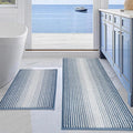 BSICPRO Bathroom Rugs and Mats Sets, 2 Piece Thick Absorbent Chenille Bath Mat Rug Set Non Slip, Soft Shaggy Bath Room Floor Mats for Bathroom, Machine Washable (Fog Blue, 20" x 47" Plus 20" x 32")