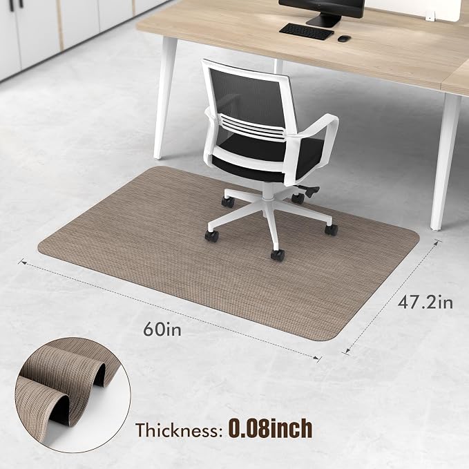 Blvornl Office Chair Mat for Hardwood Floor and Low Pile Carpet, 47.2"x 60" Desk Chair Mat for Hard Wood, Anti-Slip Hard Floor Protector Rolling Chair Mat, PVC Mat Desk Rug for Home, Dark Brown