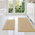Smiry Bathroom Rugs Sets 2 Piece, Soft Absorbent Chenille Machine Washable Non Slip Shaggy Bath Rug Set for Tub, Shower, and Floor (36x24+24x16, Beige)