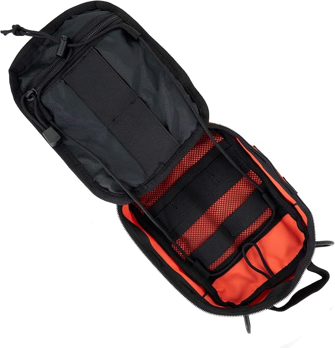 LINE2design First Aid (Ifak) Pouch EMS Bag - EMT Emergency Medical Trauma Pack Bags Tactical EDC Rescue Utility Gear IFAK Bags for Hiking Stop Bleeding Includes USA Patch - Orange