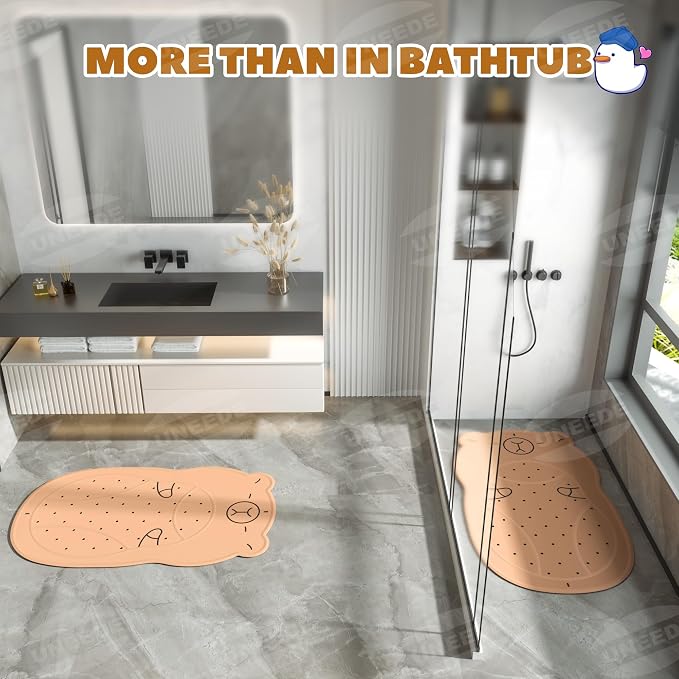 UNEEDE Kids Bathtub Mat Non Slip Shower Mat for Toddlers, Washable Anti Slip Tub Surface, Soft Rubber Mat for Bathtub Shower, Waterproof Bathtub Essentials for Children