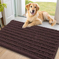 Smiry Dog Door Mat for Muddy Paws 32x21, Absorbent Dirt Trapper, Non-Slip Washable Chenille Entryway Rug for Inside Floor, Brown, Layered Pattern
