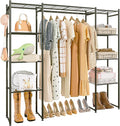 Neprock Portable Closet Wardrobe, Metal Clothing Rack with 8 Shelves & 1 Hang Rod, Free Standing Closet Rack for Hanging Clothes Closet Organizers and Storage, 63"*63"*12", Black