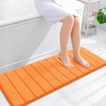 OLANLY Memory Foam Long Bathroom Rugs Runner 47x17, Super Soft Absorbent Bath Mat, Quick Dry, Machine Washable Shower Floor Rugs, Bathmat Carpet, Bathroom Home Decor Accessories, Orange