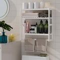 Towel Rack Bathroom Storage Shelves Over The Toilet with Towel Bar 100% Bamboo Adjustable Height Floating Shelf Wall Shower Shelf for Small Space Updated Painting