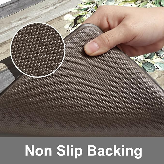 KIMODE Kitchen Mats for Floor 17"x47"+17"x29", Farmhouse Kitchen Rugs Sets of 2, Anti Fatigue Mats for Kitchen Floor, Cushioned Comfort Kitchen Floor Mats for Sink, Laundry, Desk Grey