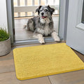 Smiry Dog Door Mat for Muddy Paws 24x16, Absorbent Dirt Trapper, Non-Slip Washable Chenille Entryway Rug for Inside Floor, Yellow, Classic Solid