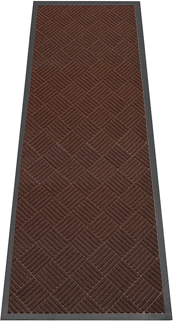 Indoor Outdoor Door Mat, 6’x 2' Doormat for Entryway, Rubber Backing Non Slip Front Door Mat Outside Entrance, Super Absorbent Commercial Floor Mat for Home Office, Brown