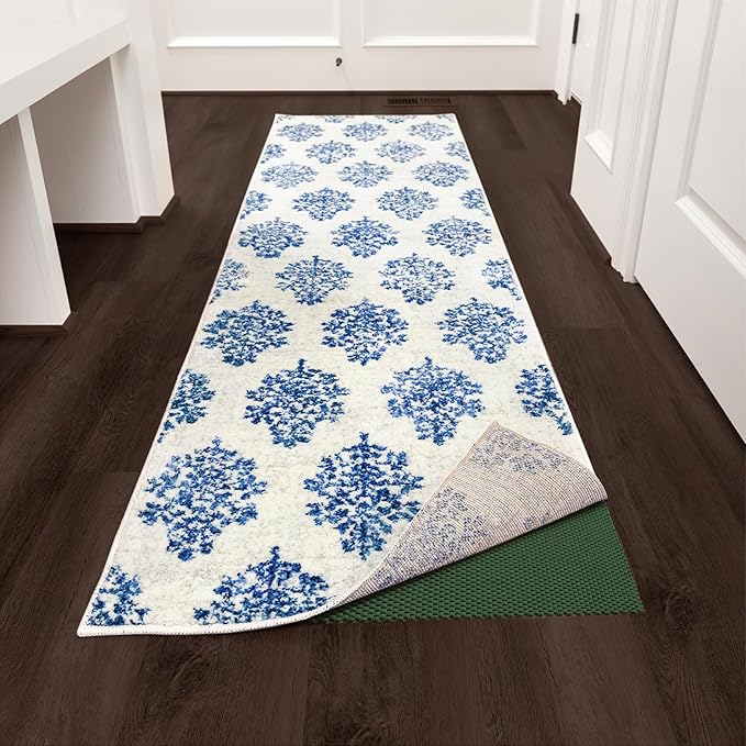 Veken Runner Rug Pad Gripper for Hardwood Floors, Non Slip 2x8 Ft Dark Green Rug Pads for Area Rugs, Thick Rug Grippers for Tile Floors, Under Carpet Anti Skid Mat, Keep Your Rugs Safe and in Place