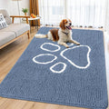 Smiry Dog Door Mat for Muddy Paws, Absorbent Dirt Trapper Non Slip Quick Dry Washable Chenille Mat for Mud Dogs, Entry Rug for Indoor and Outdoor (71x46 Inches, Airy Blue and White)