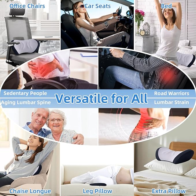 Lumbar Support Pillow for Office Chair - Lumbar Pillow for Car - Ergonomic Lumbar Support Pillow for Car Automotive Seat Cushions