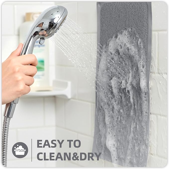 Upgraded Anti Slip Shower Mat for Inside Shower,Non Slip Bathtub Mat with Suction Cups,Shower Floor Mat,Scrubber Mats,Easy to Clean,Quick Dry,Easy Drainage,Loofah Bath Mat for Tub,Grey,16''x24''