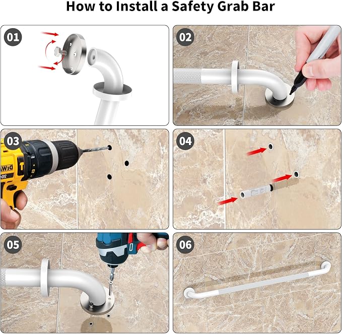 40 Inch Anti Slip Handicap Grab Bars, Munzong Bathroom Grab Bar for Showers, White Knurled Handicap Balance Bar,Safety Hand Rail Support Elderly Senior Assist Bath Handle