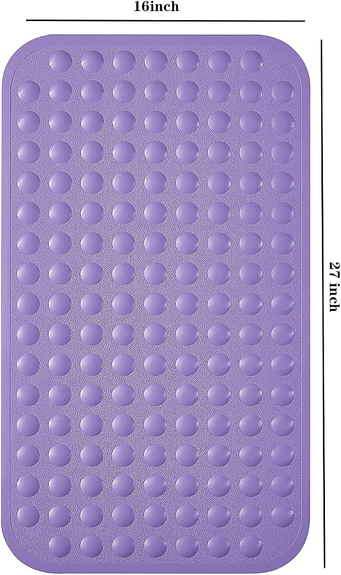 Yanzifly Bathtub Mat Non Slip Bath Mat for Tub Silicone Soft Bath Tub Mat Non Slip Shower Mats, Suction Cups Bath Tub Anti Slip Matt for Family Use, Machine Washable- Purple