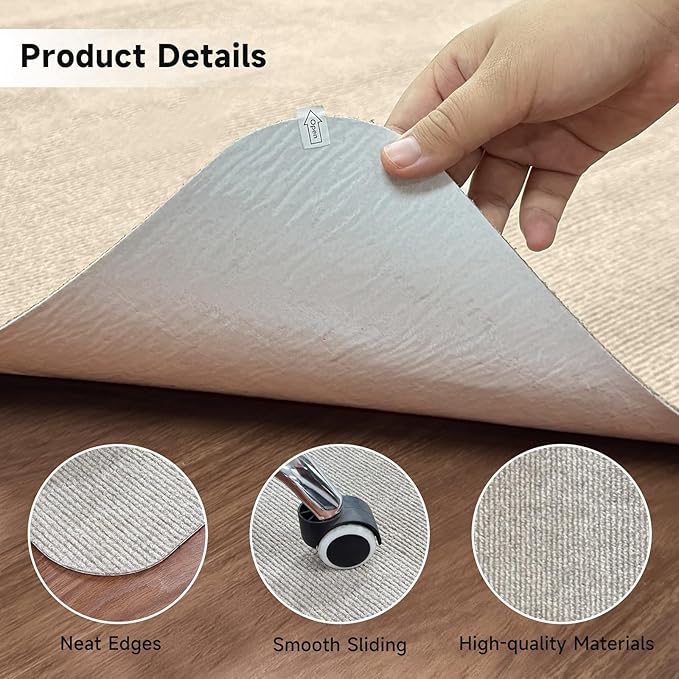 Chair mat for Hard Floors & Tiles, Under Desk Mats, 55 x 35 inches Floor Wood for Office & Home (Light Camel)