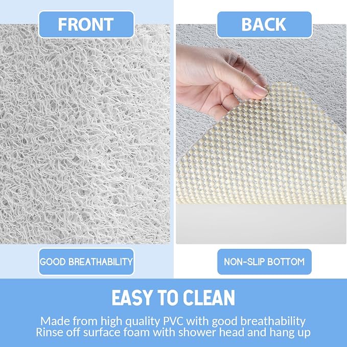 Hargiis Non-Slip Bathtub Mat, Anti Slip Shower Mat, Fast Drying Bathtub Mats, Foot Scrubber Mat, Anti Slip Mat for Tub, Floor, Bathroom, Kitchen, Home, Hotel (White 40"×16")