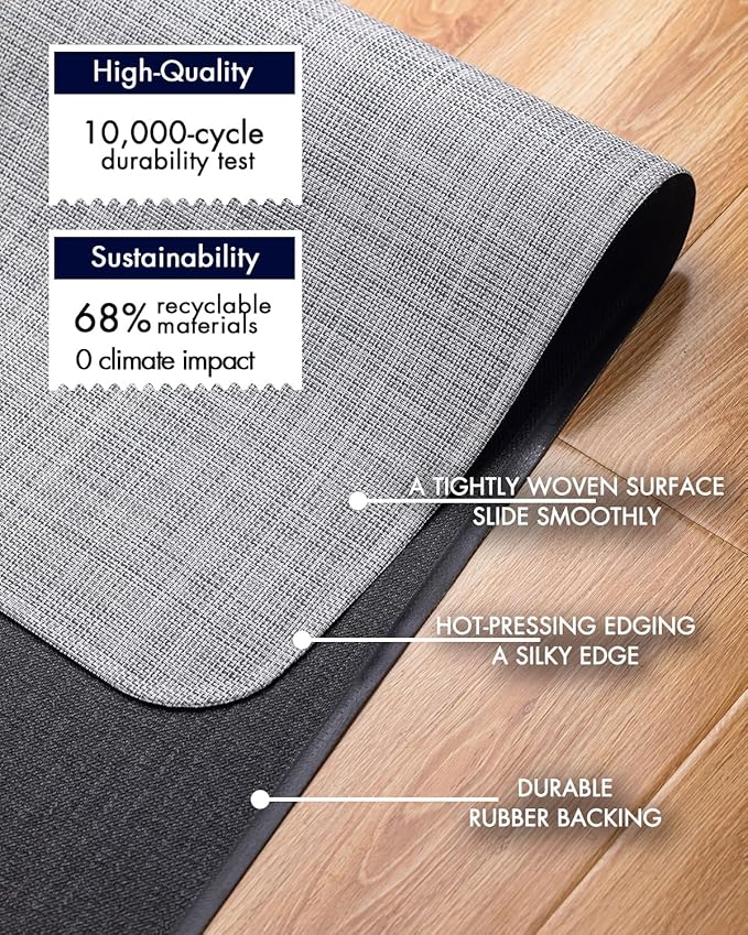 BARoyal Office Chair Mat for Hardwood Floor Under Desk Computer Rolling Chair Mat for Wood/Tile Floor Non-Slip Heavy Duty Desk Rug PVC Plastic Hard Floor Protector 46"x 60" (Mist)