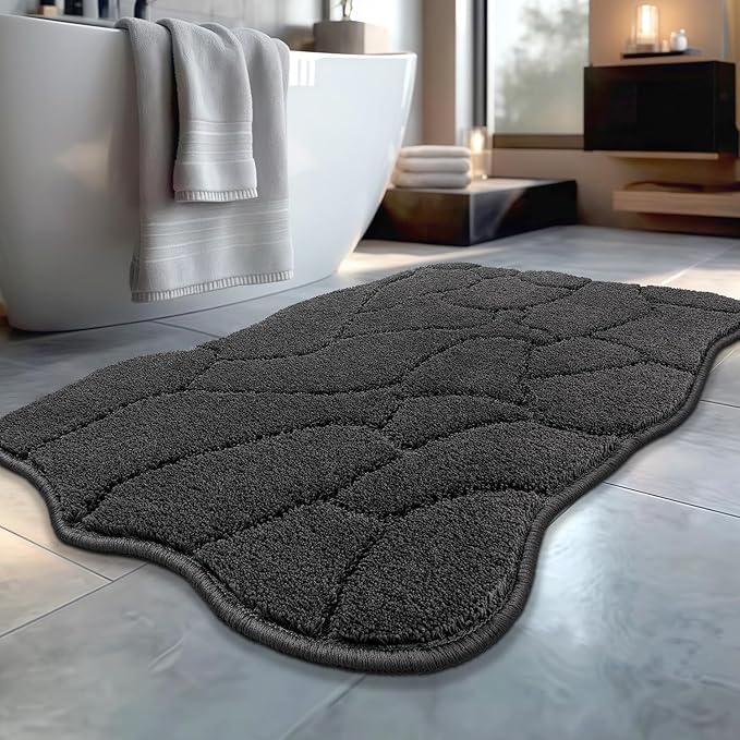 Large Bathroom Rugs, 24X36 Soft Absorbent Non Slip Microfiber Bath Mat Rugs, Modern Bath Rug Mat Area Carpet for Bathroom Shower Floor Decor, Machine Washable (Charcoal)