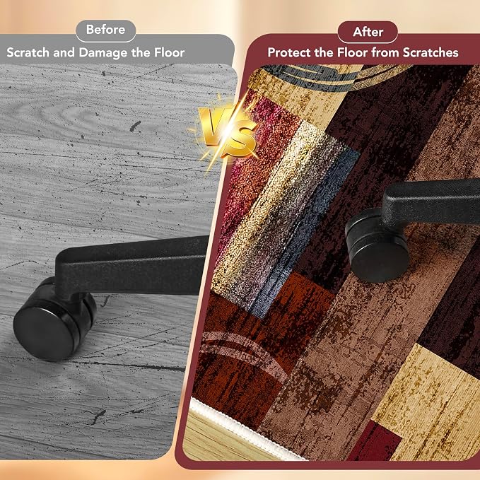 Office Chair Mat for Hardwood Floor&Tile Floor,36"X 48" Heavy Duty Desk Chair Mat for Hard Floors,Under Desk Rug for Rolling Computer Chair,Anti Slip,Low Pile Carpet Floor-Geo Multi
