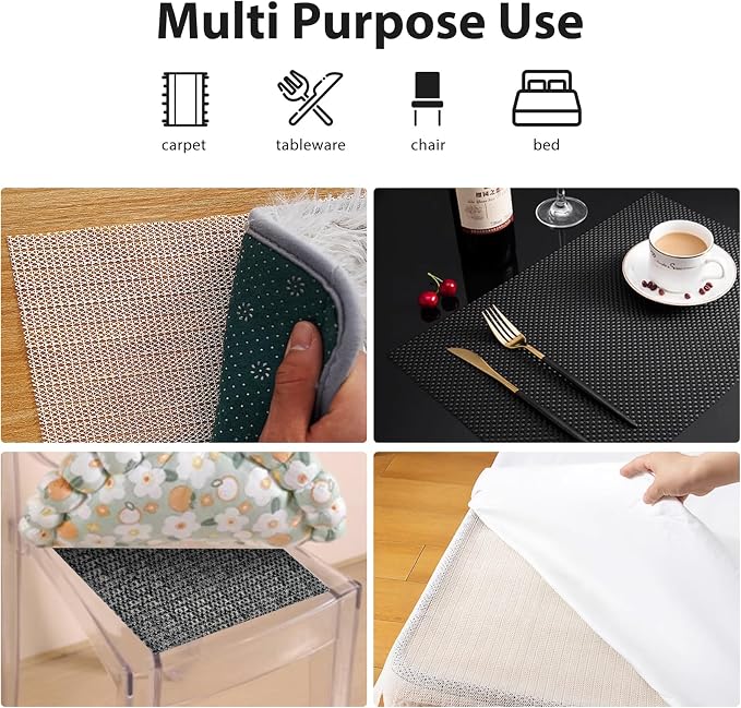 Non Slip Rug Pads for Hardwood Floors, 9x12 Rug Pad Gripper for Area Rugs, Under Carpet Anti Skid Mat, Beige, Keep Your Rugs Safe and in Place