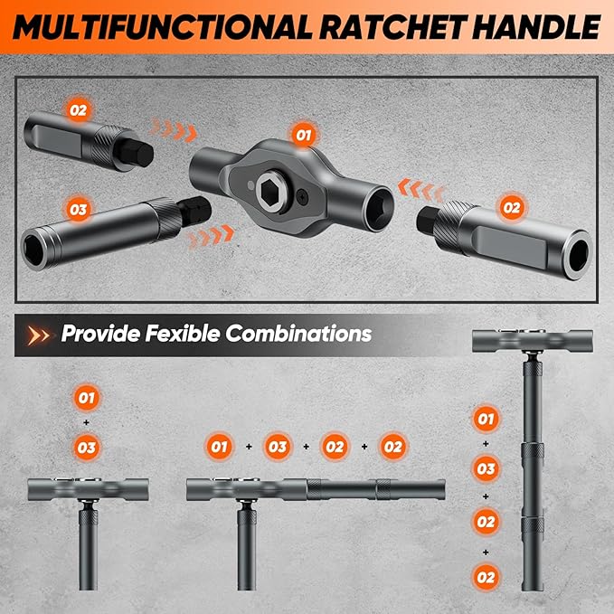 Saker 42 in 1 Magnetic Screwdriver Set for Fathers Day, Multi Bit Free Combination Ratchet Screwdriver Set Portable Repair Tool Kit for Gifts Furniture, Computer, Bicycle and DIY Grey