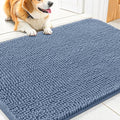 Smiry Dog Door Mat for Muddy Paws 30x20, Absorbent Dirt Trapper, Non-Slip Washable Chenille Entryway Rug for Inside Floor, Airy Blue, Classic Solid