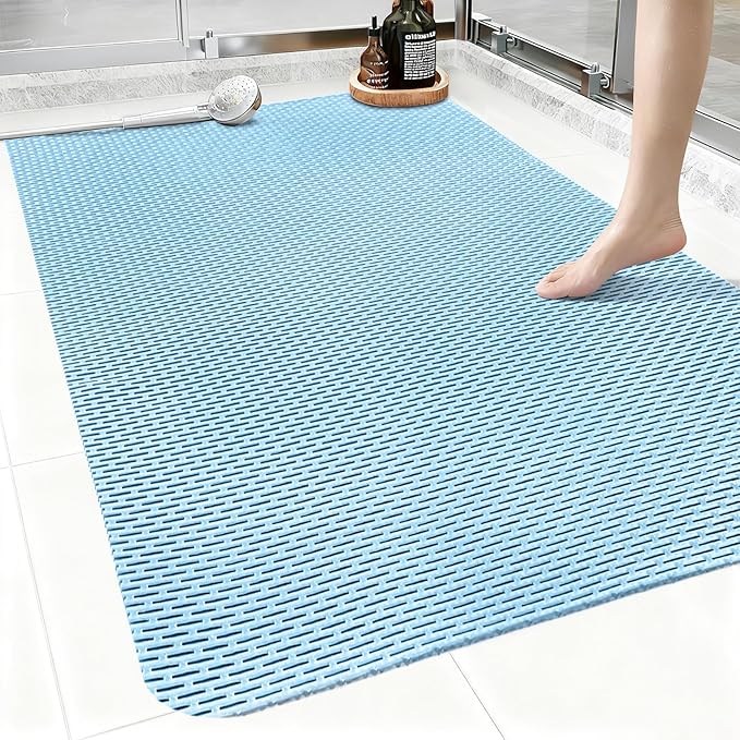 Non Slip Shower Mat: 35"x24" Extra Large Shower Mats for Inside Shower,Trimmable PVC Anti Slip Shower Stall Mats, No Odor, Quick Drying Shower Mats for Floor, Bathroom, Home, Kitchen, Hotel