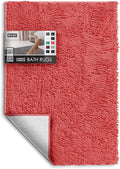 Hearth & Harbor Bathroom Rugs, Chenille Bath Mat - Machine Washable Bath Mats for Bathroom Non-Slip Backing Rubber, Quick Dry Bathroom Mat - Rose 24x36