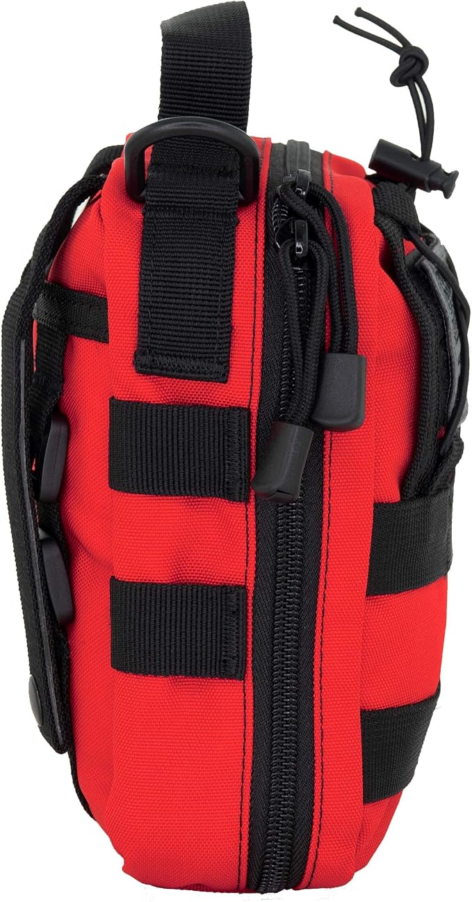 LINE2design First Aid (Ifak) Pouch EMS Bag - EMT Emergency Medical Trauma Pack Bags Tactical EDC Rescue Utility Gear IFAK Bags for Hiking Gunshot Stop Bleeding Includes USA Patch - Red