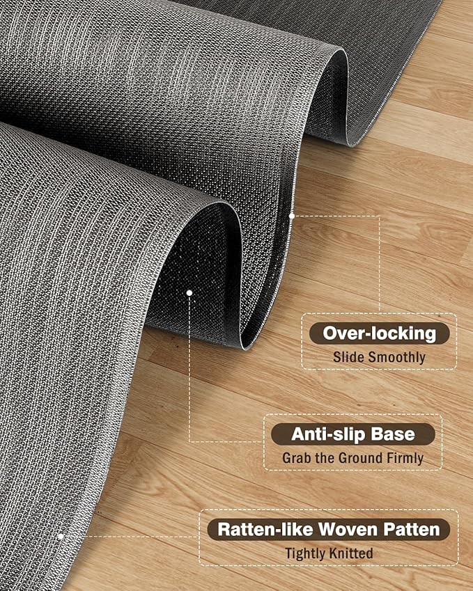 Blvornl Ultra Large Office Chair Mat for Hardwood Floor, Rolling Chair Mat for Hard Wood, Large Anti-Slip Hard Floor Protector, Heavy Duty Computer Desk Rug for Office and Home 47.2"*60" Grey