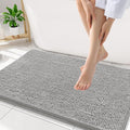 Smiry Luxury Chenille Bathroom Rugs 34x21, Extra Soft and Absorbent Shaggy Bath Mat, Machine Washable, Non-Slip Plush Carpet Runner for Tub, Shower, and Floor, Home Decor Accessories, Light Grey