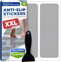 Clear Bloom XXL Anti Slip Shower Stickers 12 PCS, Gray Non-Slip Shower Strips for Adults, Premium Adhesive Bath Tub Stickers