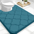 OLANLY Memory Foam Toilet Rugs U-Shaped 24x20, Ultra Soft and Absorbent Bathroom Rugs, Non-Slip, Comfortable, Machine Washable Contour Bath Mat for Toilet Base, Home Decor Accessories, Peacock Blue