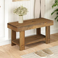HOKYHOKY Solid Wood Entryway Bench - 31.5" Farmhouse Small Storage Benches, Narrow Bench Seat for Indoor, Entryway, Dining Room, Living Room and Hallway, Rustic Natural